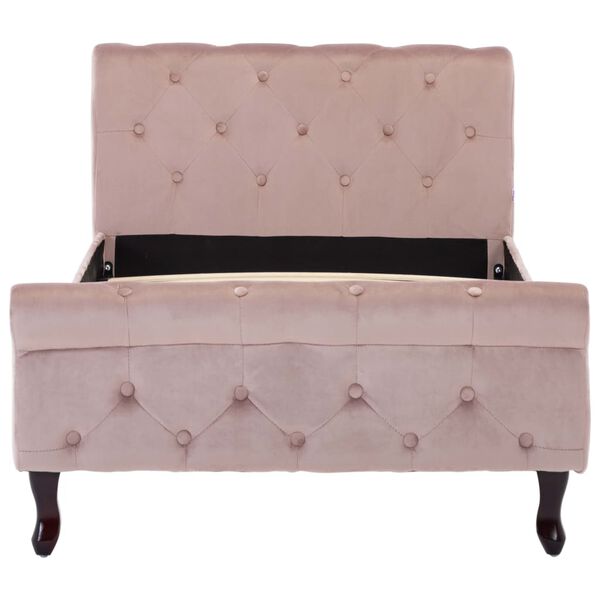 vidaXL Рамка за легло, розова, кадифе, 90x200 см