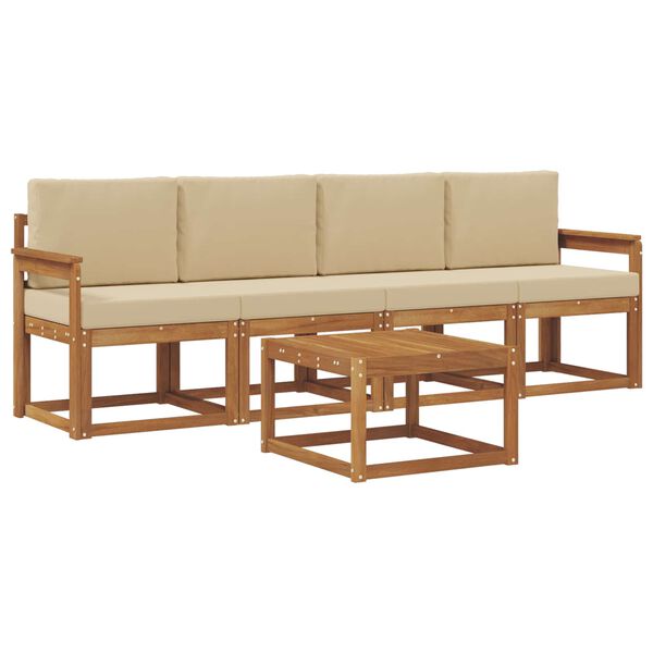 vidaXL Комплект дивани за открито 5 pcs Натурален и Бежов