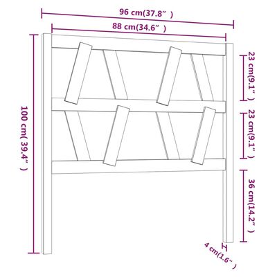 vidaXL Горна табла за легло, сива, 96x4x100 см, бор масив