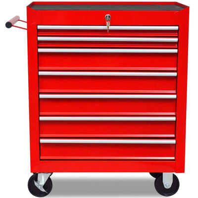 Количка за инструменти със 7 чекмеджета, червена