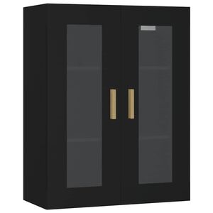 vidaXL Окачен стенен шкаф, черен, 69,5x34x90 см