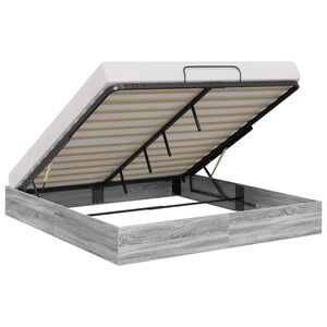 vidaXL Отоманско легло със съхранение Сиво Сонома 203 x 180 x 25 см