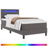 vidaXL Легло с пружинирана основа с таблото Сив 90 x 190 cm Изкуствена