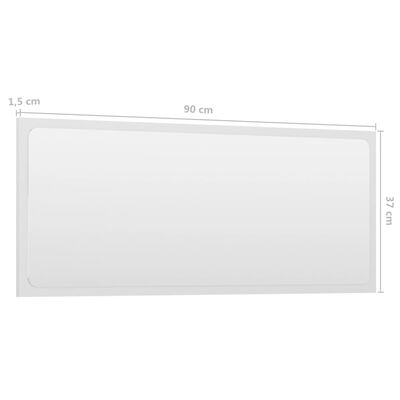 vidaXL Огледало за баня, бял гланц, 90x1,5x37 см, ПДЧ