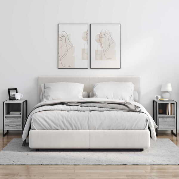 vidaXL Нощно шкафче Сив Сонома 39,5 x 30 x 50 см Инженерно дърво