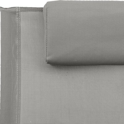 vidaXL Шезлонг с възглавница, стомана и textilene, сив