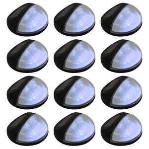 vidaXL Градински соларни стенни лампи, LED, 12 бр, кръгли, черни