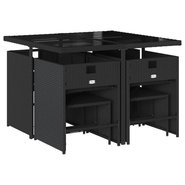 vidaXL Градински комплект с възглавници 9 части бежов микс полиратан