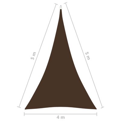 vidaXL Платно-сенник, Оксфорд плат, триъгълно, 4x5x5 м, кафяво