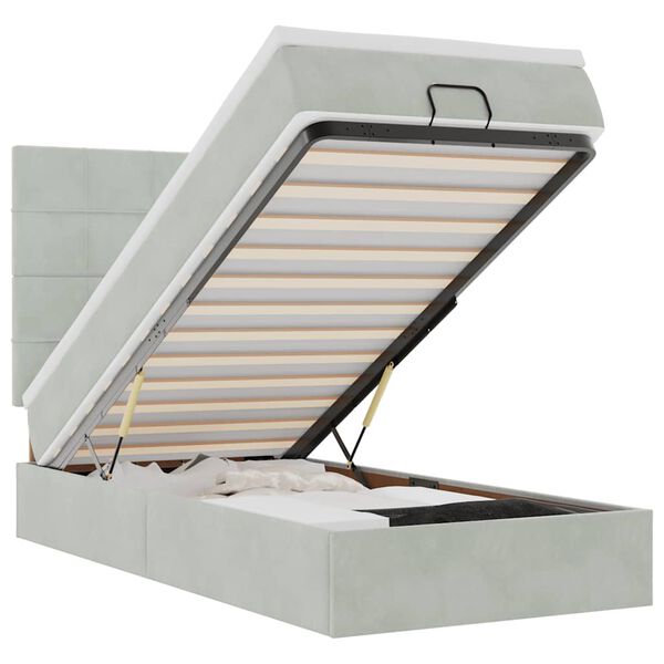 vidaXL Османска легло с матраци, светлосиво, 90x200 см, кадифе