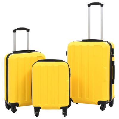 vidaXL Комплект твърди куфари с колелца, 3 бр, жълти, ABS