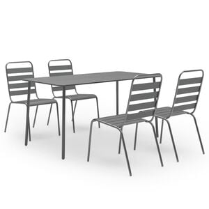 vidaXL Градински трапезен комплект, 5 части, стомана, тъмносив