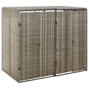 vidaXL Двоен навес за кошове за боклук сив 140x80x117 см полиратан
