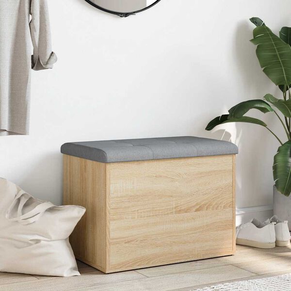 vidaXL Пейка за съхранение, дъб сонома, 62x42x45 см, инженерно дърво