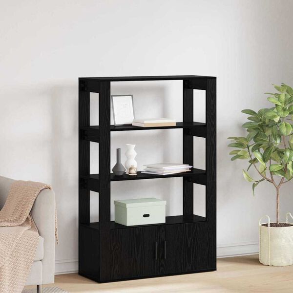 vidaXL Служебен шкаф Черен дъб 30 x 80 x 119.5 см Инженерно дърво