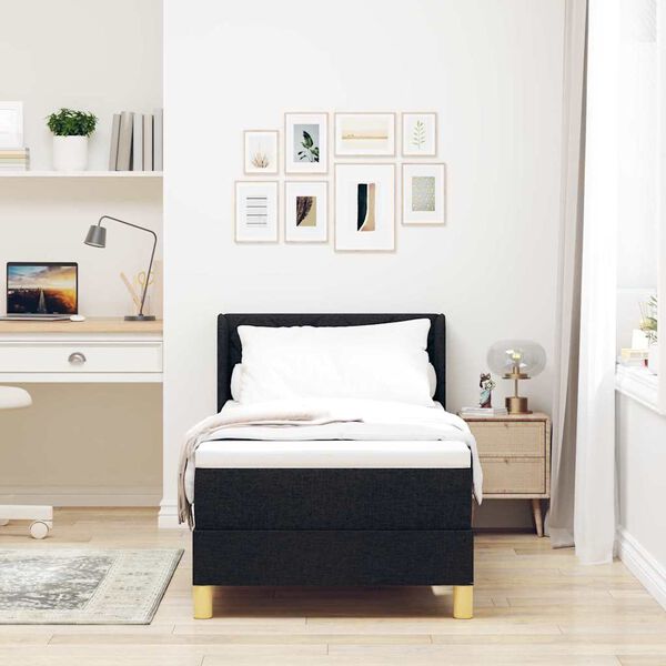 vidaXL Легло с пружинирана основа с матрак Черно 200 x 80 см Полиестер