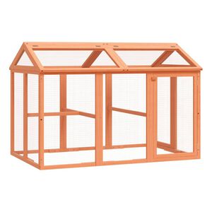 vidaXL Кафез за открито, кафяв, 141x94x104 см, борово дърво масив