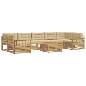 vidaXL Комплект дивани за открито 8 pcs Бяло и Бежово