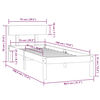 vidaXL Рамка за легло черна масивно дърво 75x190 см Small Single