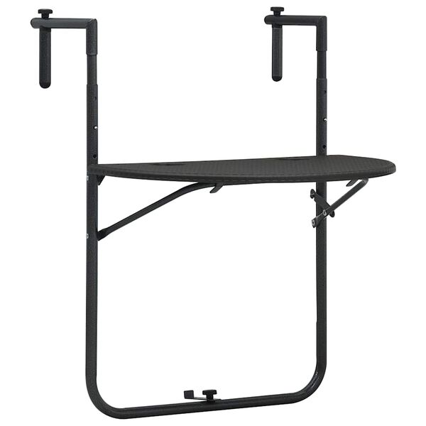 vidaXL Окачена балконска маса, кафява, 60x64x83,5 см, пластмасов ратан