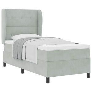 vidaXL Легло с пружинирана основа Светлосиво 200 x 90 см Полиестер