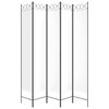 vidaXL Параван за стая, 5 панела, бял, 200x200 см, текстил