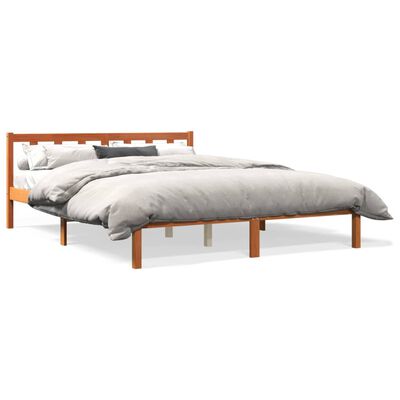 vidaXL Рамка за легло, восъчнокафяв, 160x200 см, борово дърво масив