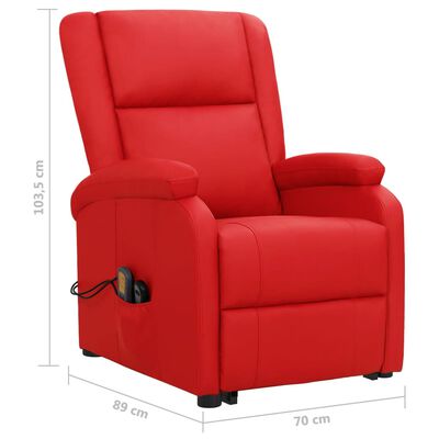 vidaXL Изправящ масажен стол, червен, изкуствена кожа