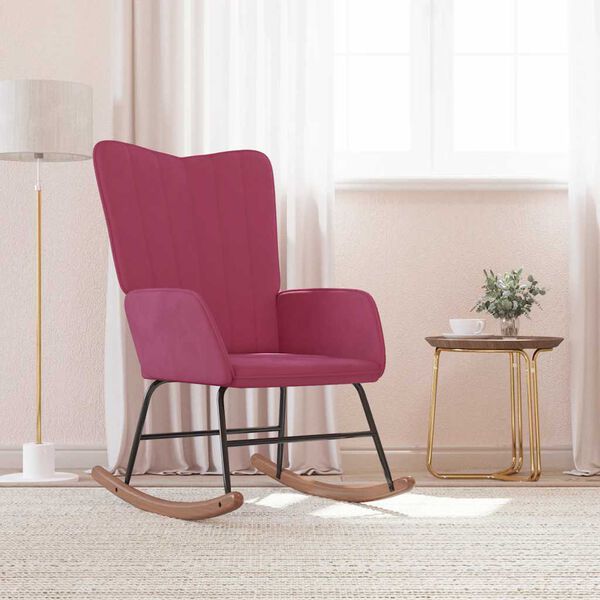 vidaXL Люлеещ стол, виненочервен, кадифе