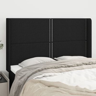 vidaXL Горна табла за легло с уши, черна, 147x16x118/128 см, плат
