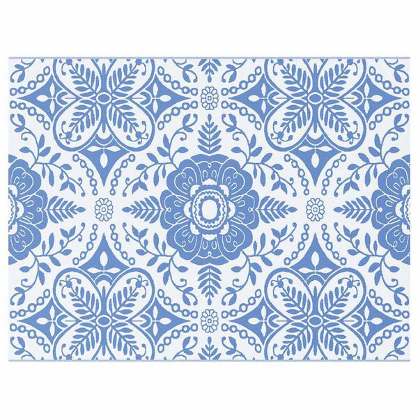 vidaXL Външен килим Флорален ARAKIL Бебешко синьо и бяло 400 &times; 300 cm