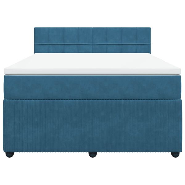 vidaXL Боксспринг легло с матрак, синьо, 140x200 см, кадифе