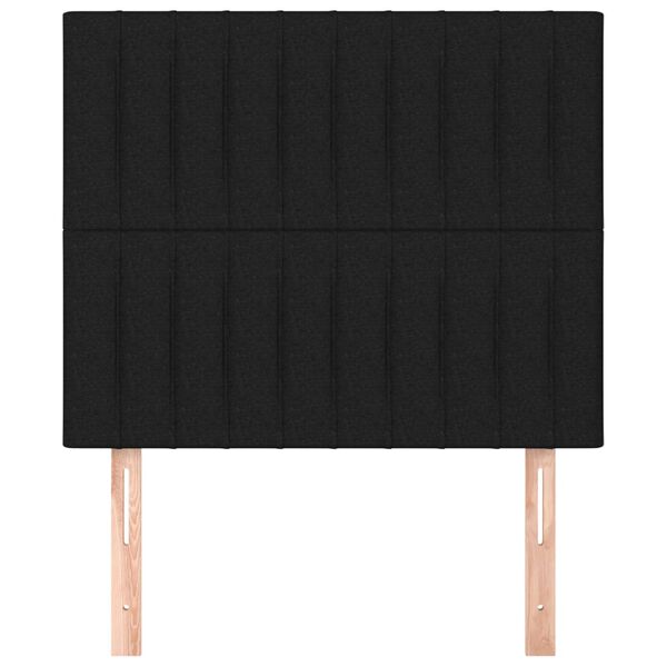 vidaXL Табла за легло, черна, 90x5x118/128 см, плат