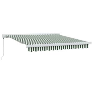 vidaXL Прибираща се тента Зелен и бял 300 x 250 cm Платно и алуминий