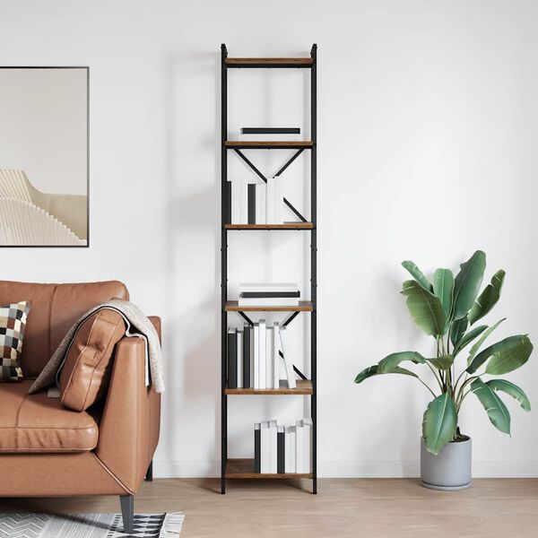 vidaXL Рафт за книги Старо дърво 40 x 30 x 189,5 см Инженерно дърво