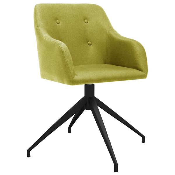 vidaXL Въртящи се трапезни столове, 4 бр, зелени, текстил