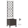 vidaXL Градинска саксия с напояване и колела Кафяво 40 x 40 x 148 см