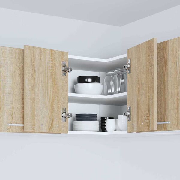 vidaXL Висящ шкаф Сонома дъб и бяло 57 x 57 x 40 см Инженерно дърво