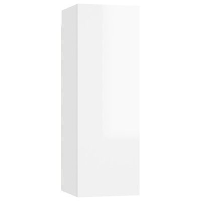 vidaXL ТВ шкафове, 2 бр, бял гланц, 30,5x30x90 см, ПДЧ