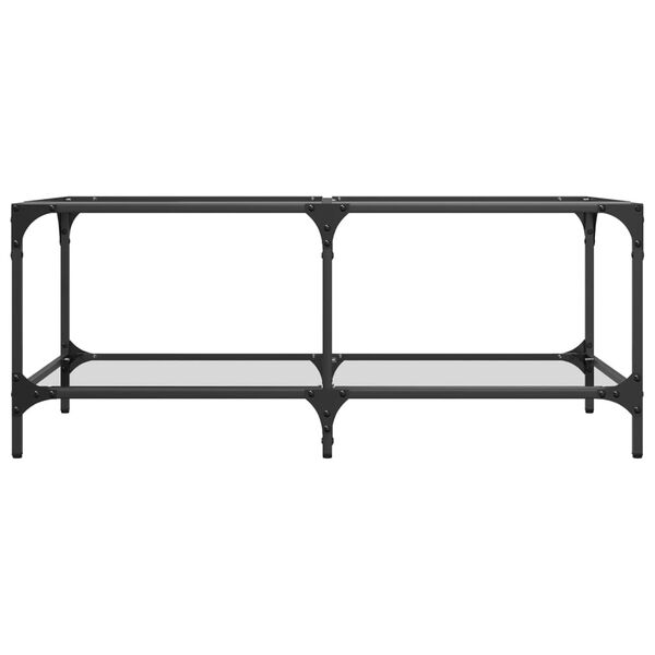 vidaXL Маса за кафе с прозрачен стъклен плот 98,5x50x40 см стомана