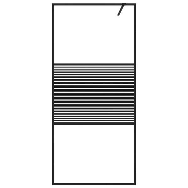 vidaXL Параван за баня, черен, 90x195 см, прозрачно ESG стъкло