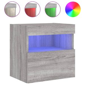 vidaXL Стенен ТВ шкаф с LED осветление, сив сонома, 40x30x40 см