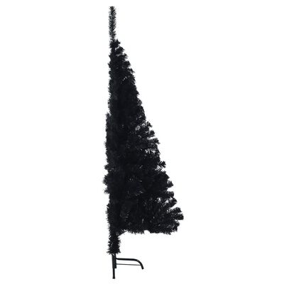 vidaXL Изкуствена половин коледна елха със стойка, черна, 150 см, PVC