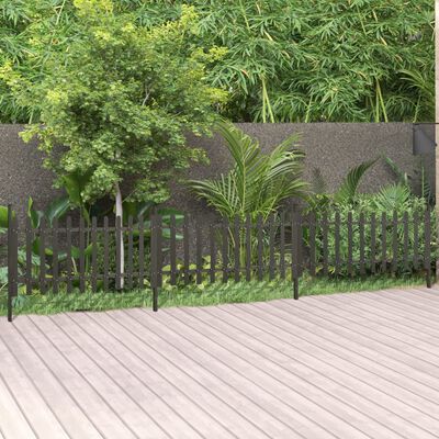 vidaXL Дъсчена ограда с колчета, 3 бр, WPC, 614x80 см