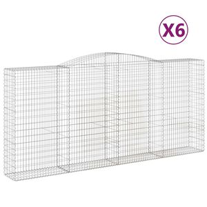 vidaXL Габионни кошници арка 6 бр 400x50x180/200 см поцинковано желязо