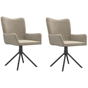 vidaXL Въртящи се трапезни столове, 2 бр, светлосиви, кадифе