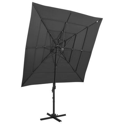 vidaXL Градински чадър на 4 нива, алуминиев прът, антрацит, 250x250 см