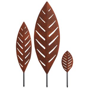 vidaXL Градински кол 3 бр. 116,5 x 35 x 3 см Кортенова стомана