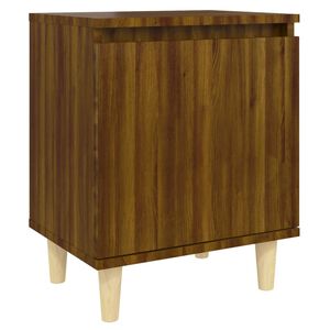 vidaXL Нощно шкафче с крака дървен масив, кафяв дъб, 40x30x50 см