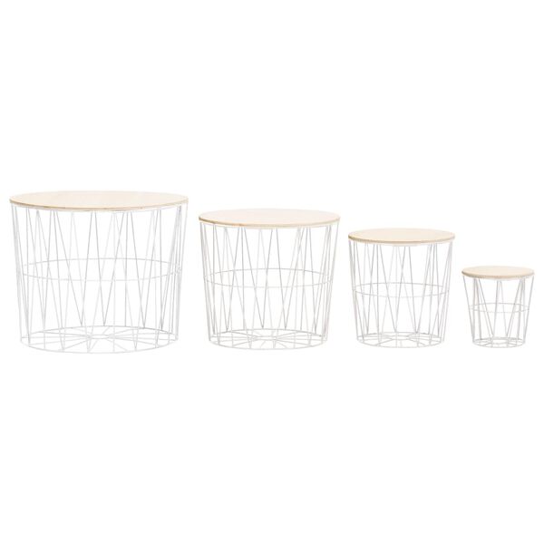 vidaXL Маси за кафе, 4 бр, бели